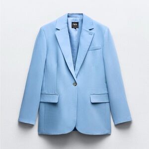 Zara Blue Single-Button Blazer